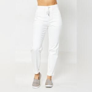 Judy Blue High Waisted Garment Dyed Joggers in White - womens 11/30